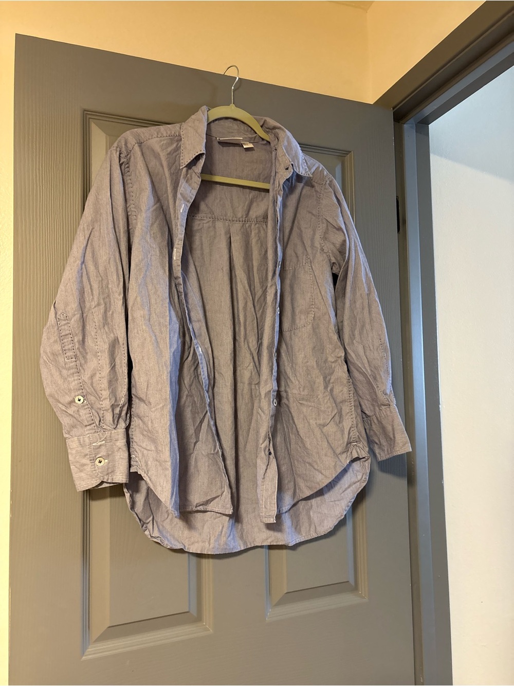 Chico's Light Gray Button-Up Shirt Jacket 1X